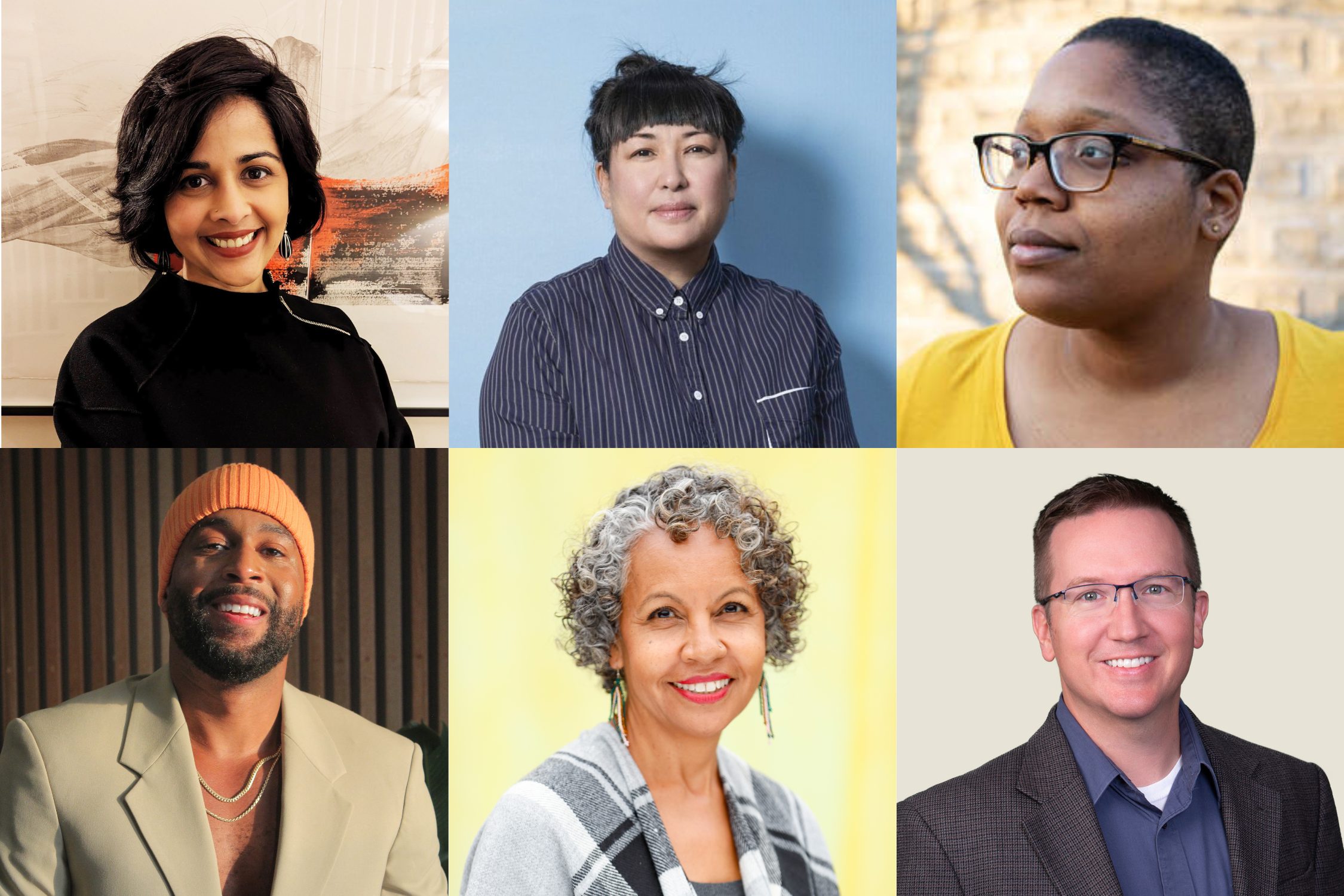Headshots of six people of varied skin tones